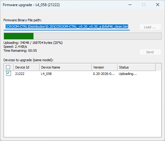 BACnet Browser Firmware upgrade window