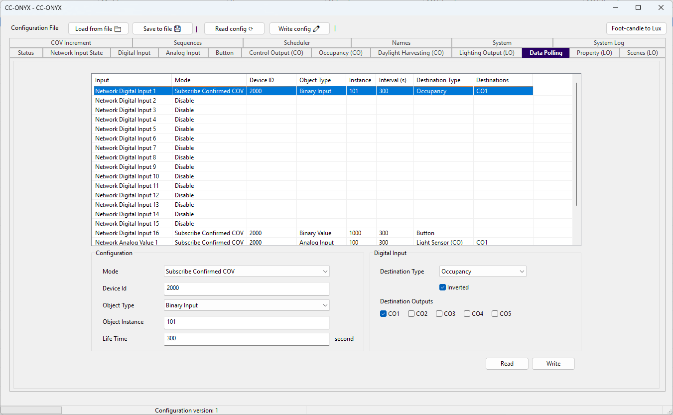 BACnet Browser Data Polling tab