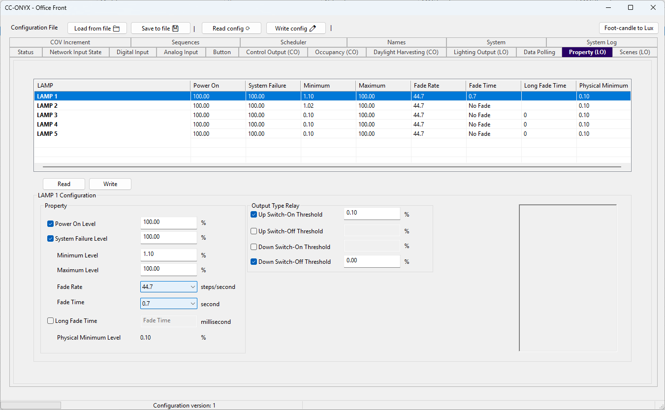 BACnet Browser CC-ONYX Property tab
