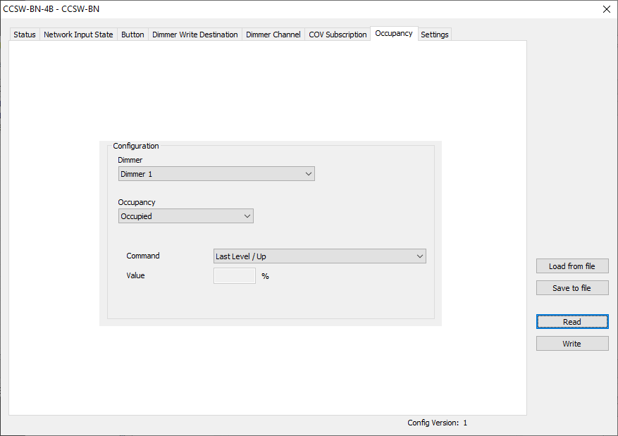 BACnet Browser Occupancy window