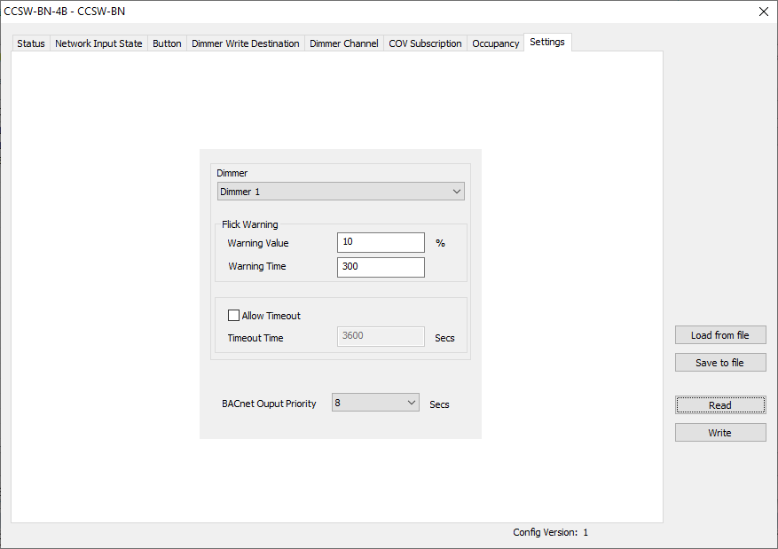 BACnet Browser Settings window