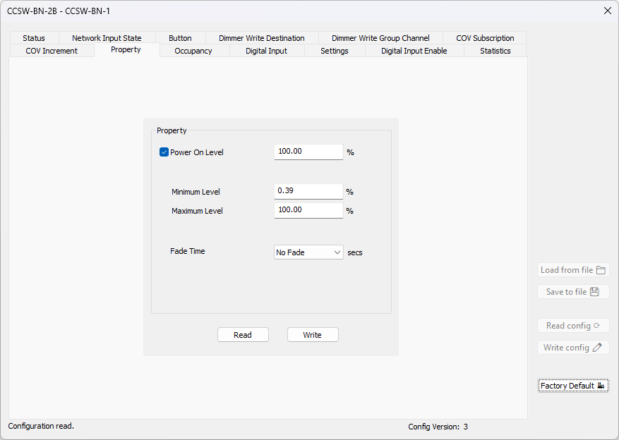 BACnet Browser Property window