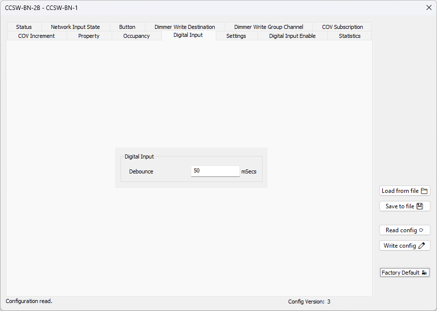 BACnet Browser Digital Input window