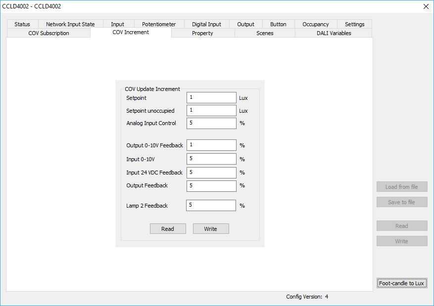 COV Increment window