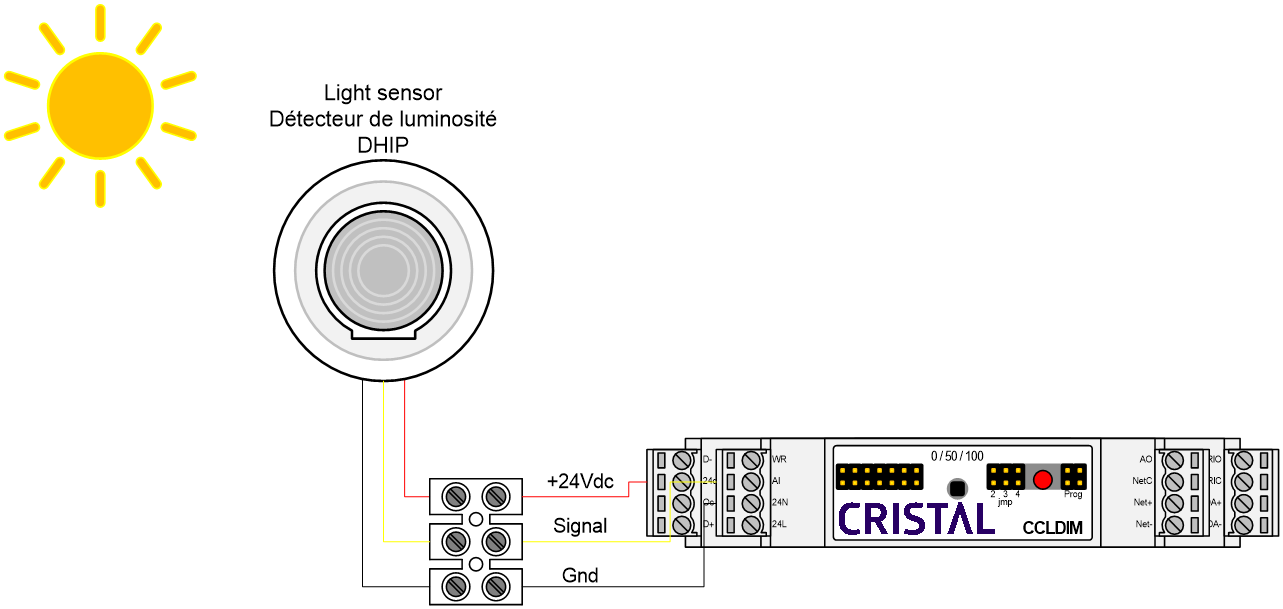 Wiring with a light sensor